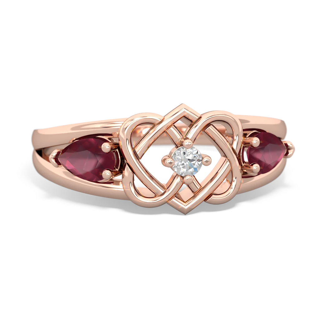 Ruby Hearts Intertwined 14K Rose Gold ring R5880