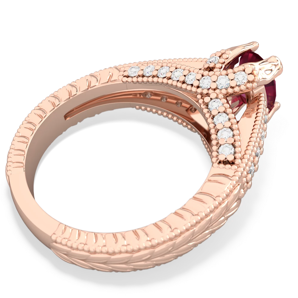 Ruby Antique Style 14K Rose Gold ring R2028 - front view