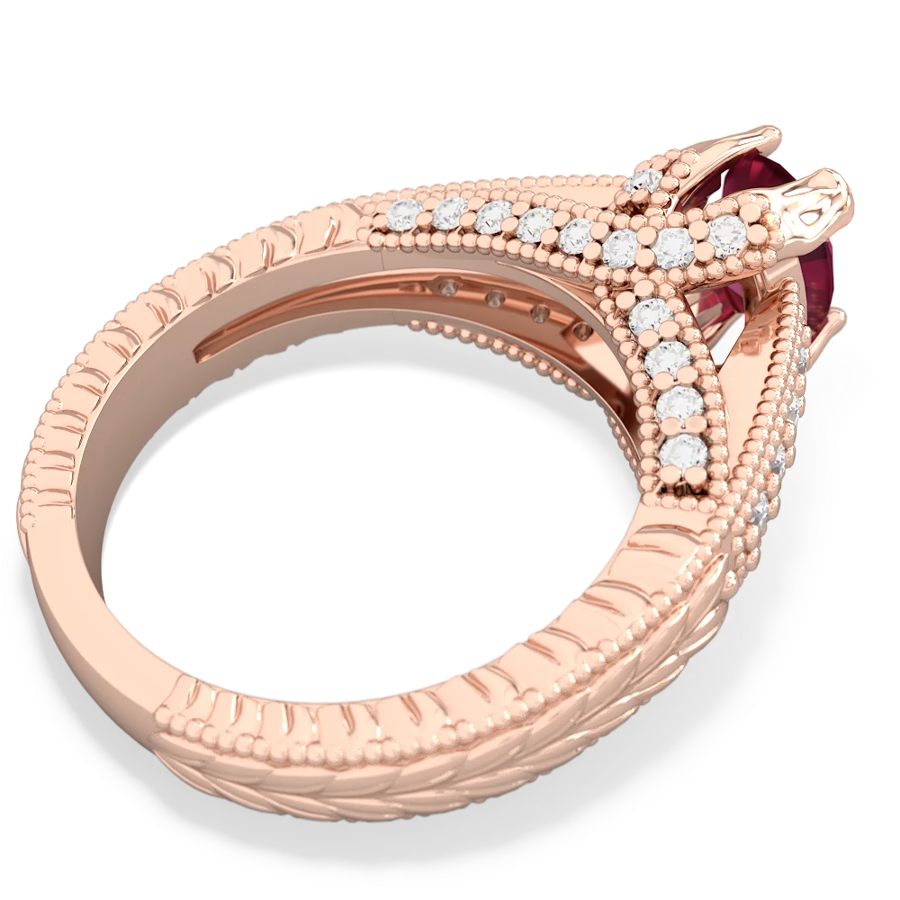 Ruby Antique Style Milgrain Diamond 14K Rose Gold ring R2028