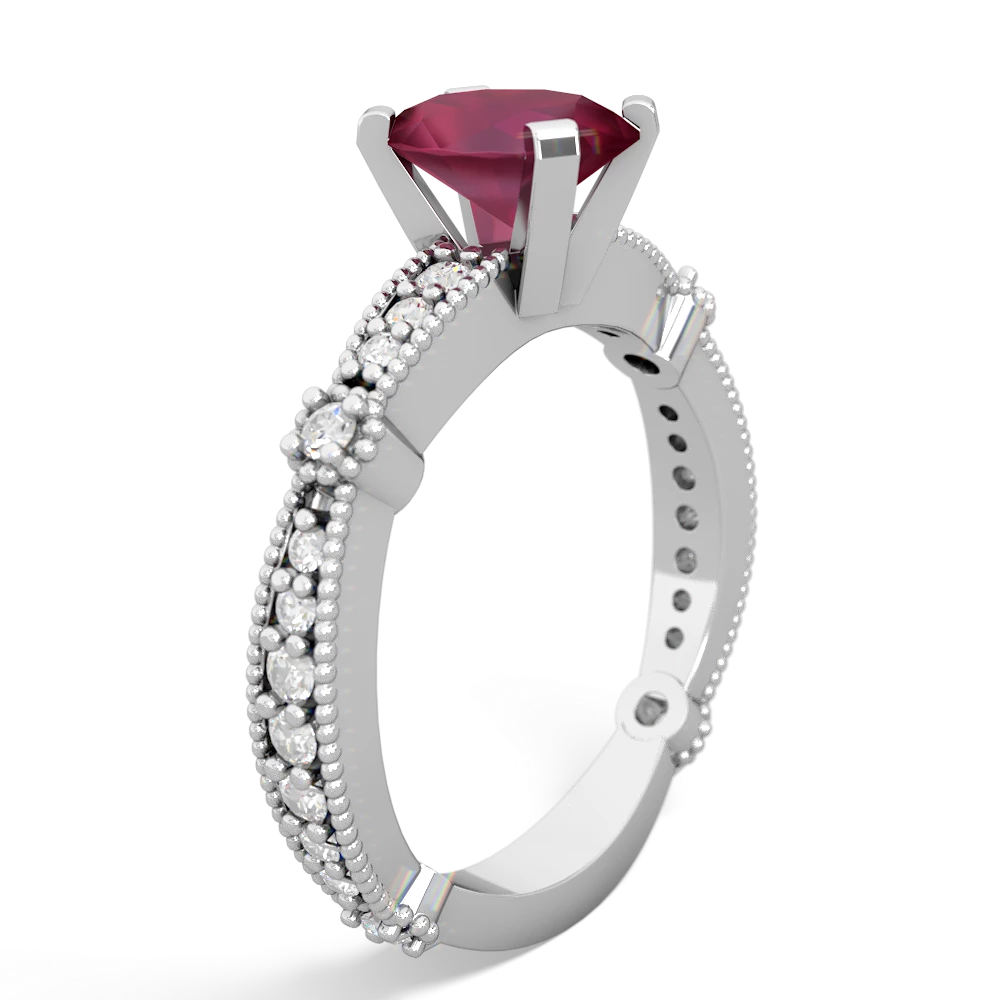 Ruby Sparkling Tiara 8X6 Oval 14K White Gold ring R26298VL