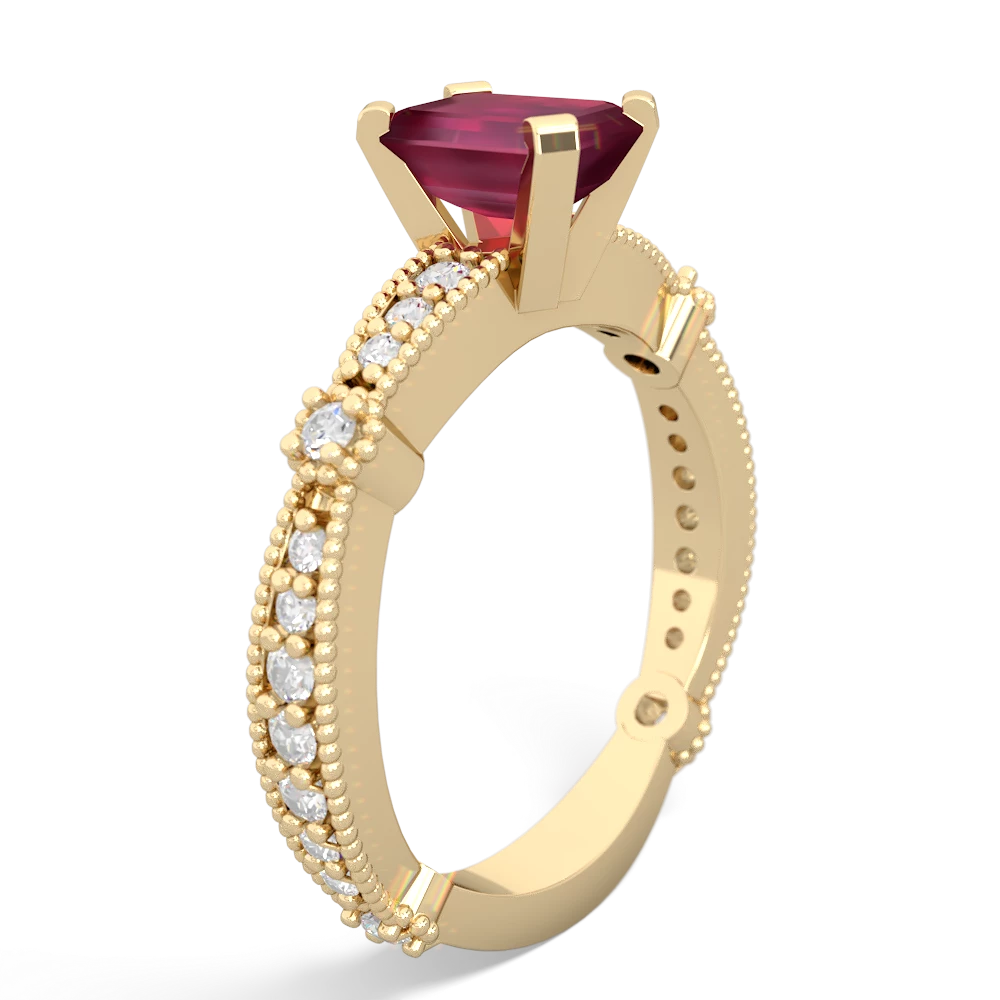 Ruby Sparkling Tiara 7X5mm Emerald-Cut 14K Yellow Gold ring R26297EM