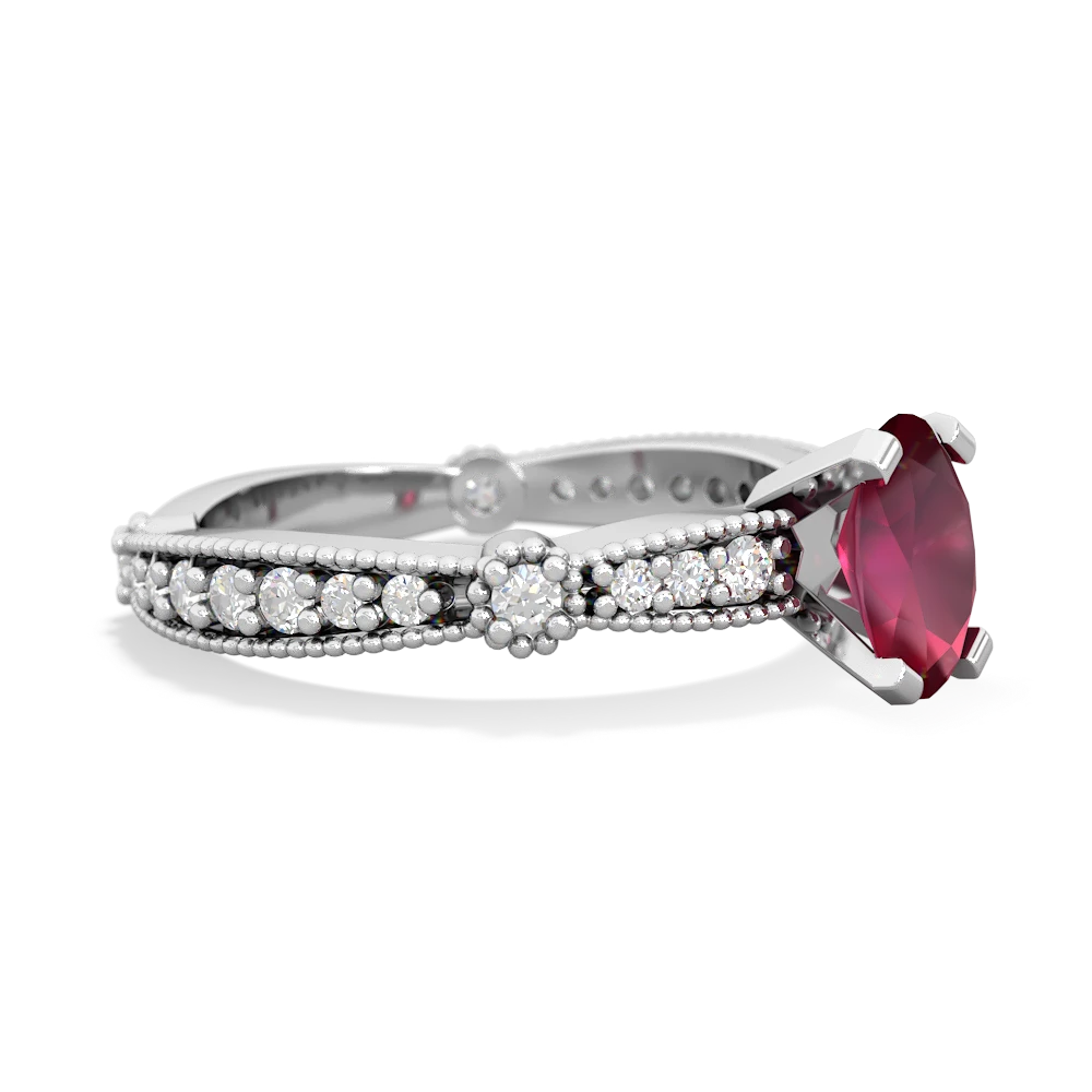 Ruby Sparkling Tiara 7X5mm Oval 14K White Gold ring R26297VL