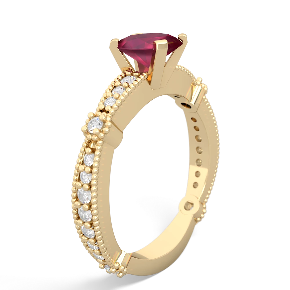 Ruby Sparkling Tiara 7X5mm Oval 14K Yellow Gold ring R26297VL