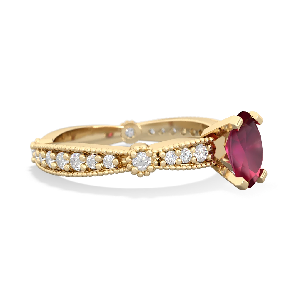 Ruby Sparkling Tiara 7X5mm Oval 14K Yellow Gold ring R26297VL