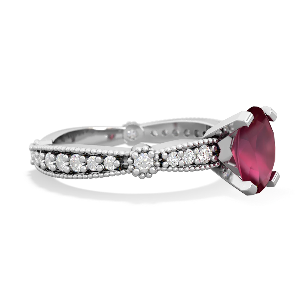 Ruby Sparkling Tiara 8X6 Oval 14K White Gold ring R26298VL