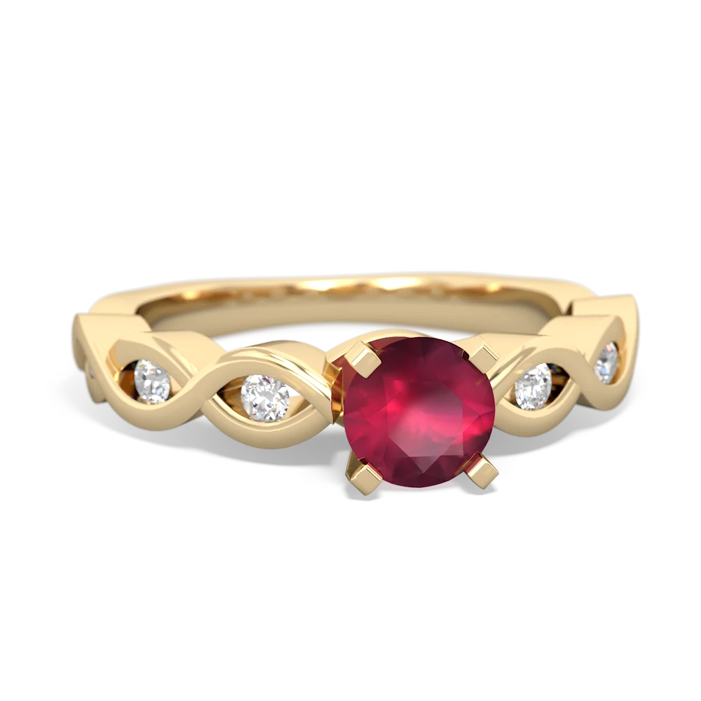 Ruby Infinity 5Mm Round Engagement 14K Yellow Gold ring R26315RD