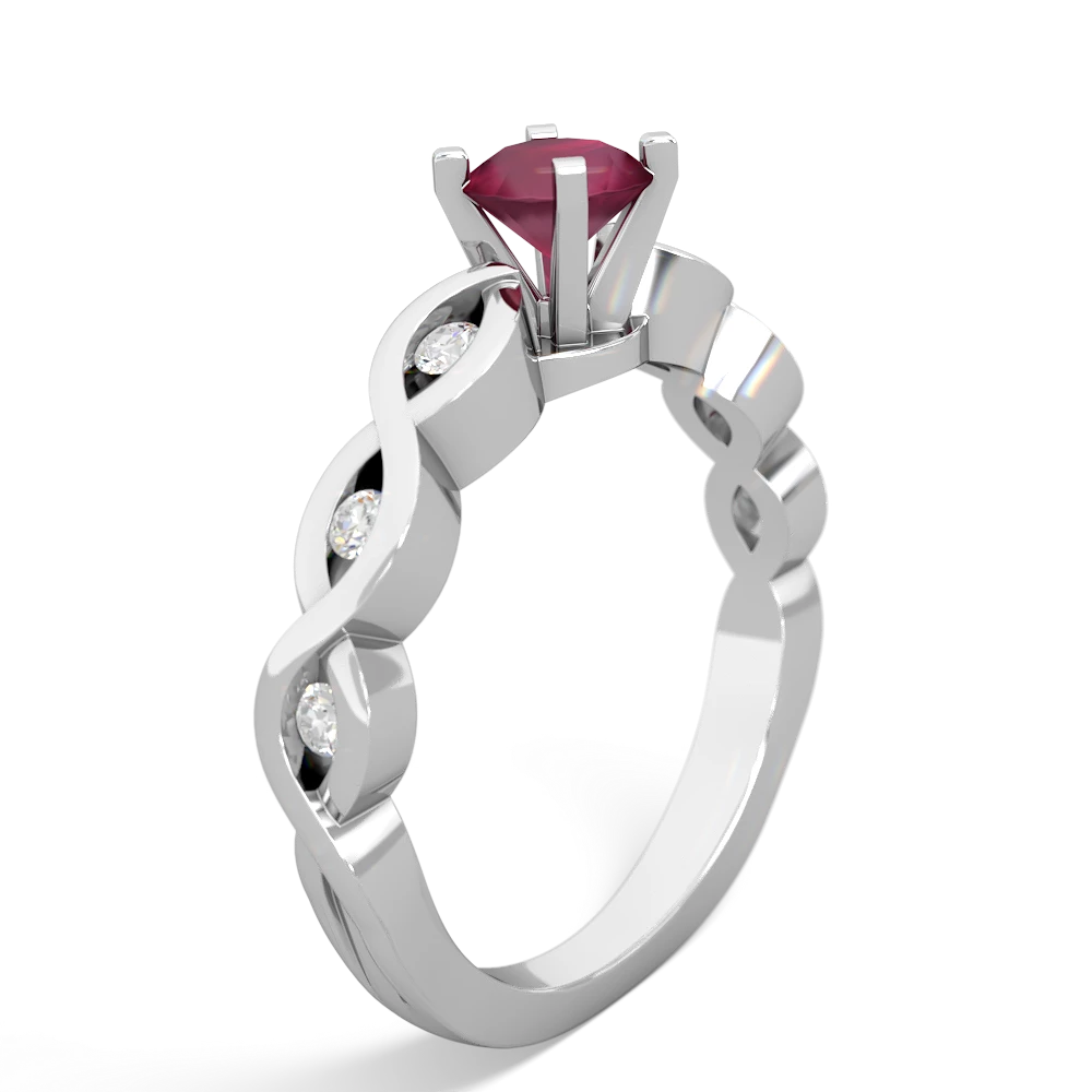 Ruby Infinity 5Mm Round Engagement 14K White Gold ring R26315RD