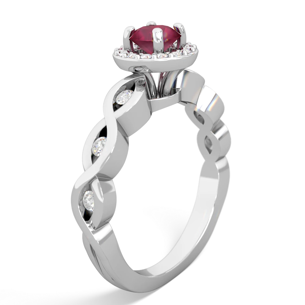 Ruby Infinity Halo Engagement 14K White Gold ring R26315RH