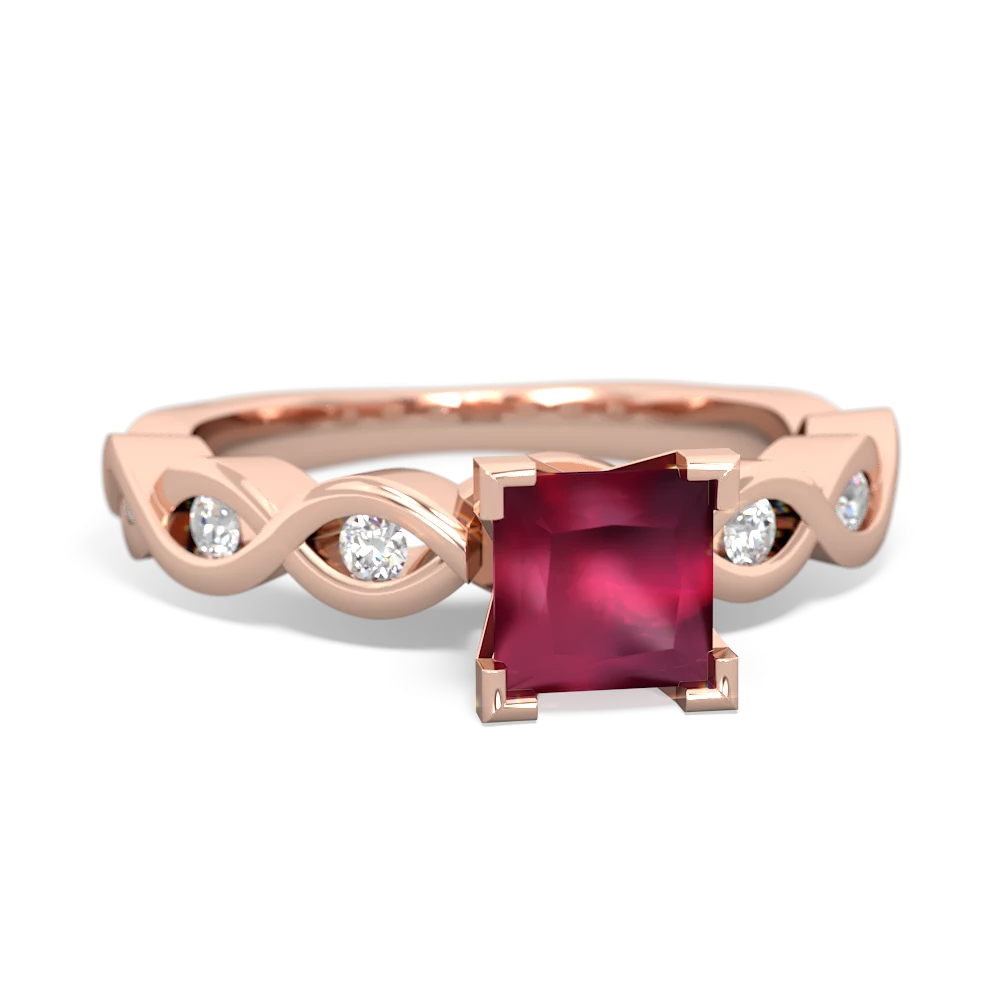 Ruby Infinity 5Mm Square Engagement 14K Rose Gold ring R26315SQ