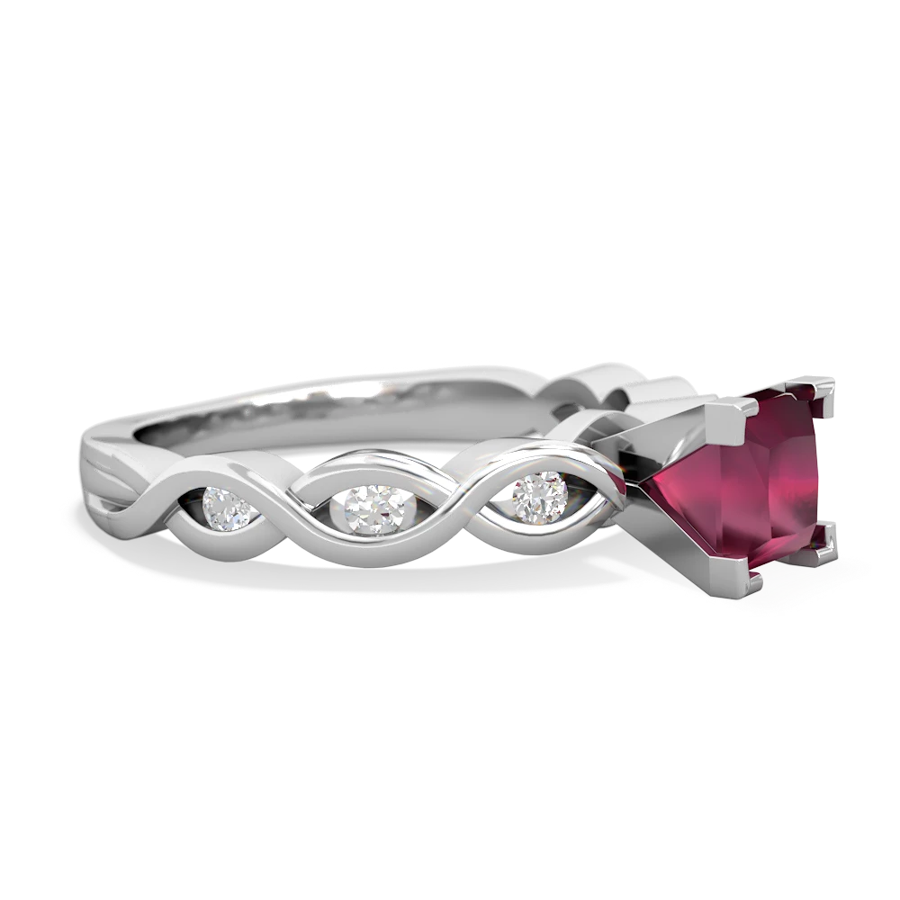 Ruby Infinity 5Mm Square Engagement 14K White Gold ring R26315SQ