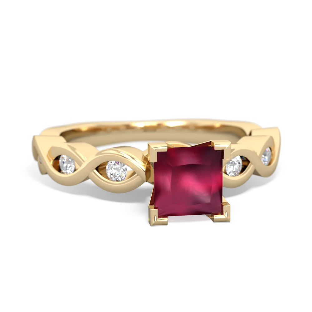 Ruby Infinity 5Mm Square Engagement 14K Yellow Gold ring R26315SQ