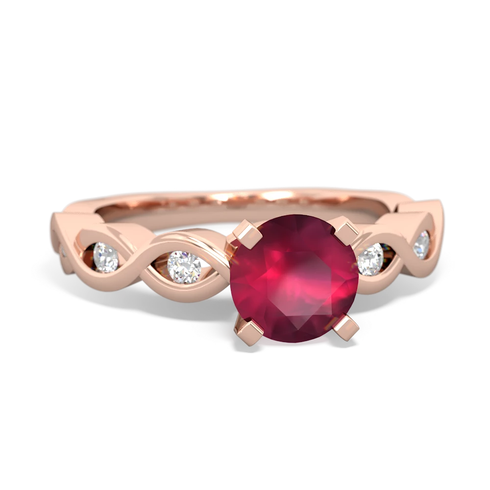 Ruby Infinity 6Mm Round Engagement 14K Rose Gold ring R26316RD