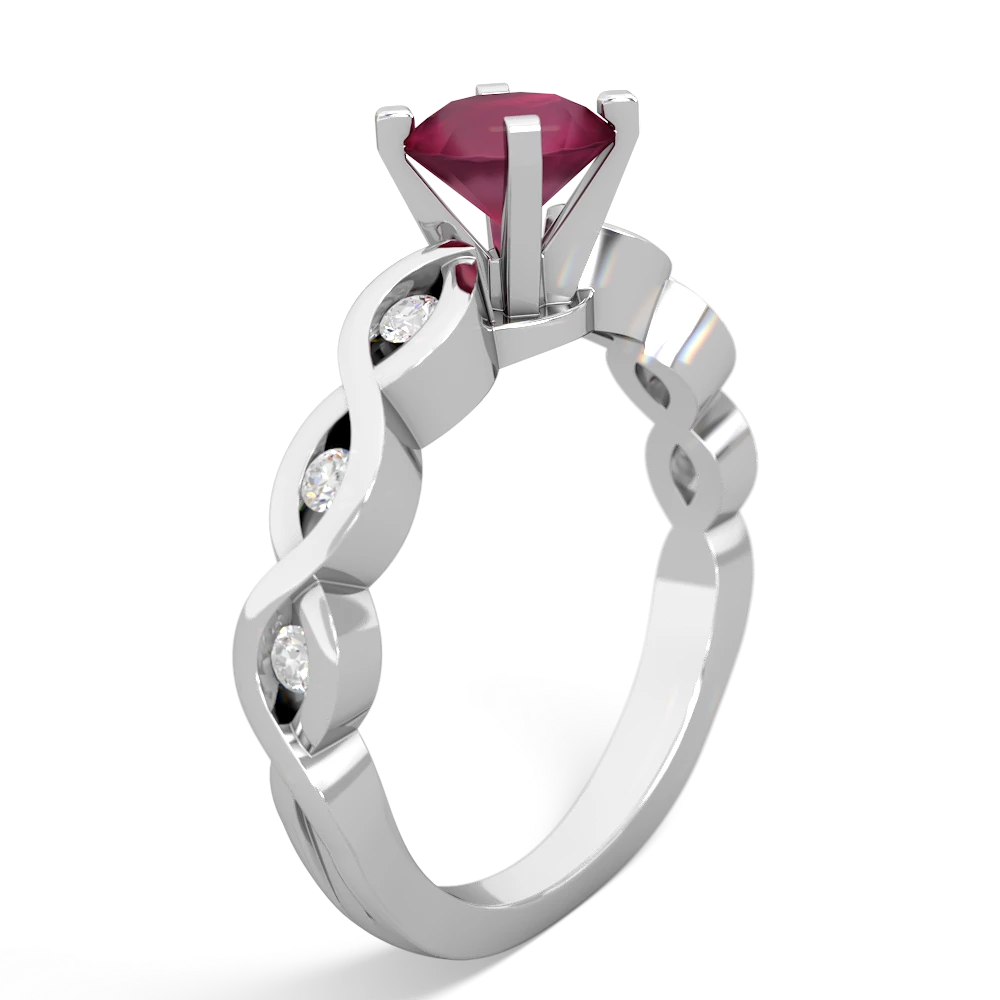 Ruby Infinity 6Mm Round Engagement 14K White Gold ring R26316RD