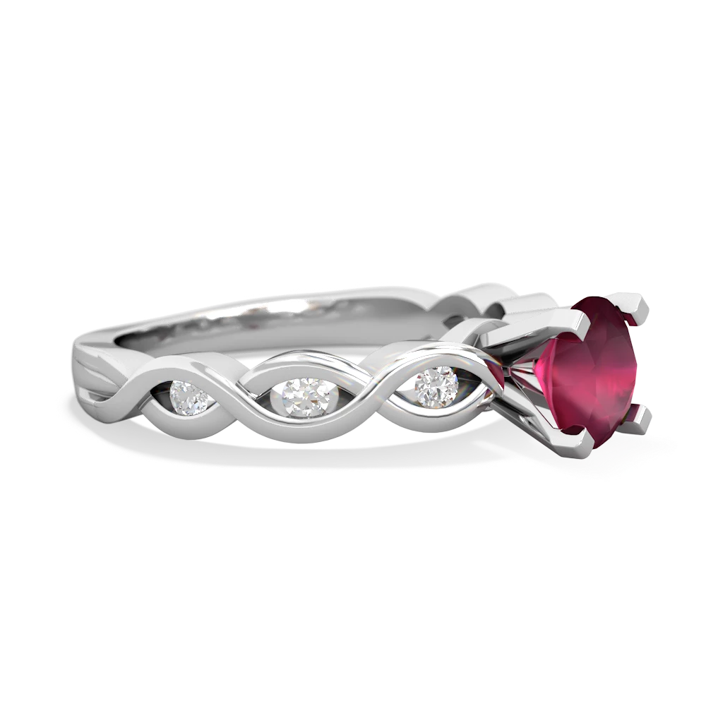 Ruby Infinity 6Mm Round Engagement 14K White Gold ring R26316RD