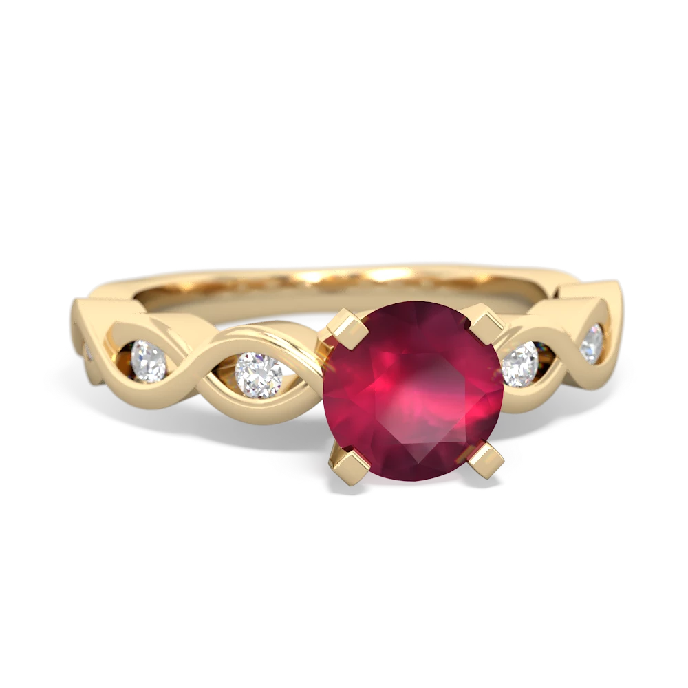 Ruby Infinity 6Mm Round Engagement 14K Yellow Gold ring R26316RD