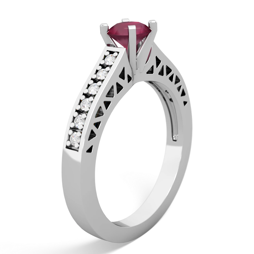 Ruby Art Deco 14K White Gold ring R26355RD
