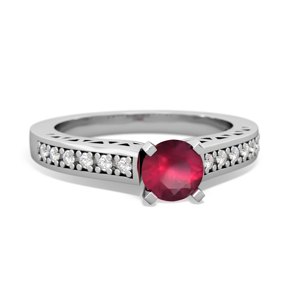 Ruby Art Deco 14K White Gold ring R26355RD