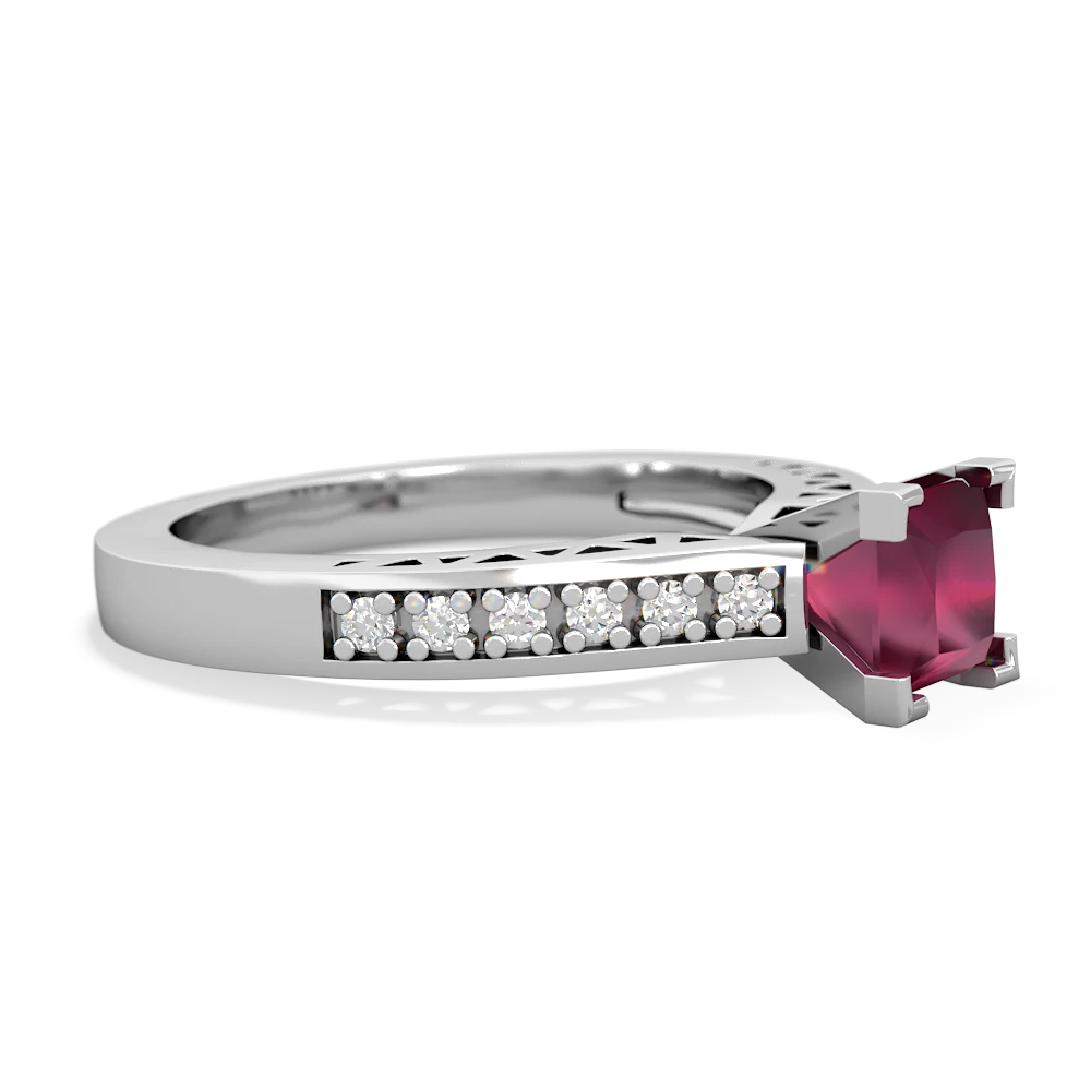 Ruby Art Deco Engagement 5Mm Square 14K White Gold ring R26355SQ