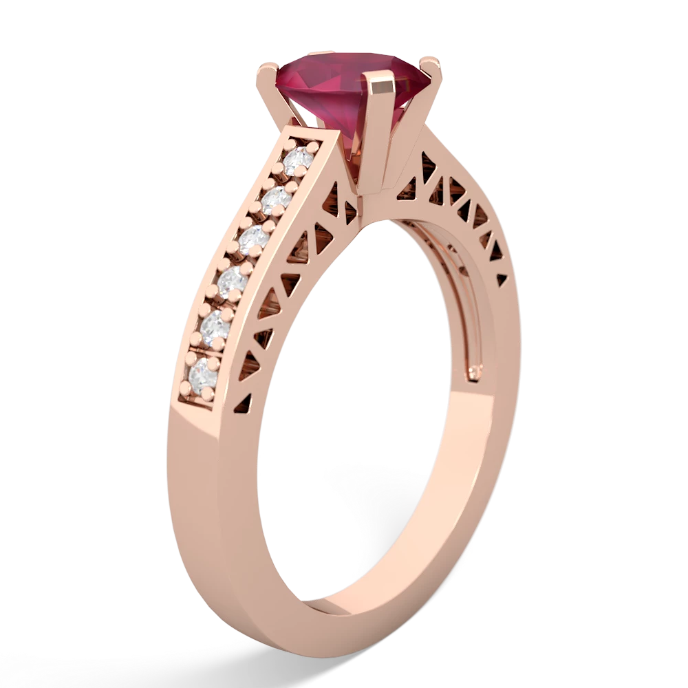 Ruby Art Deco Engagement 7X5mm Oval 14K Rose Gold ring R26357VL