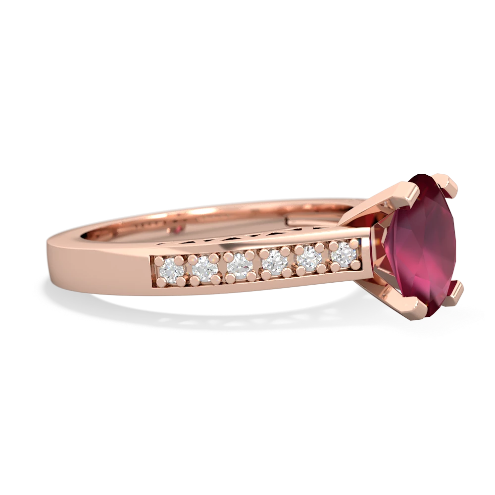 Ruby Art Deco Engagement 8X6mm Oval 14K Rose Gold ring R26358VL