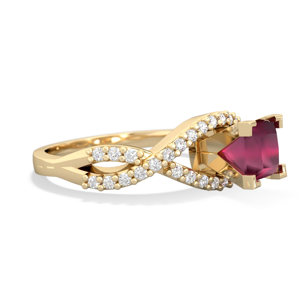 Ruby Diamond Twist 5Mm Square Engagment  14K Yellow Gold ring R26405SQ