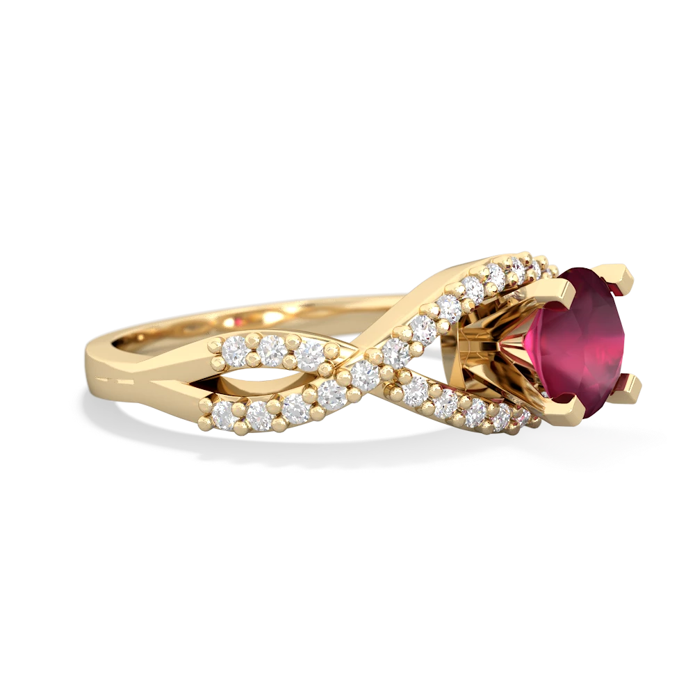 Ruby Diamond Twist 6Mm Round Engagment  14K Yellow Gold ring R26406RD