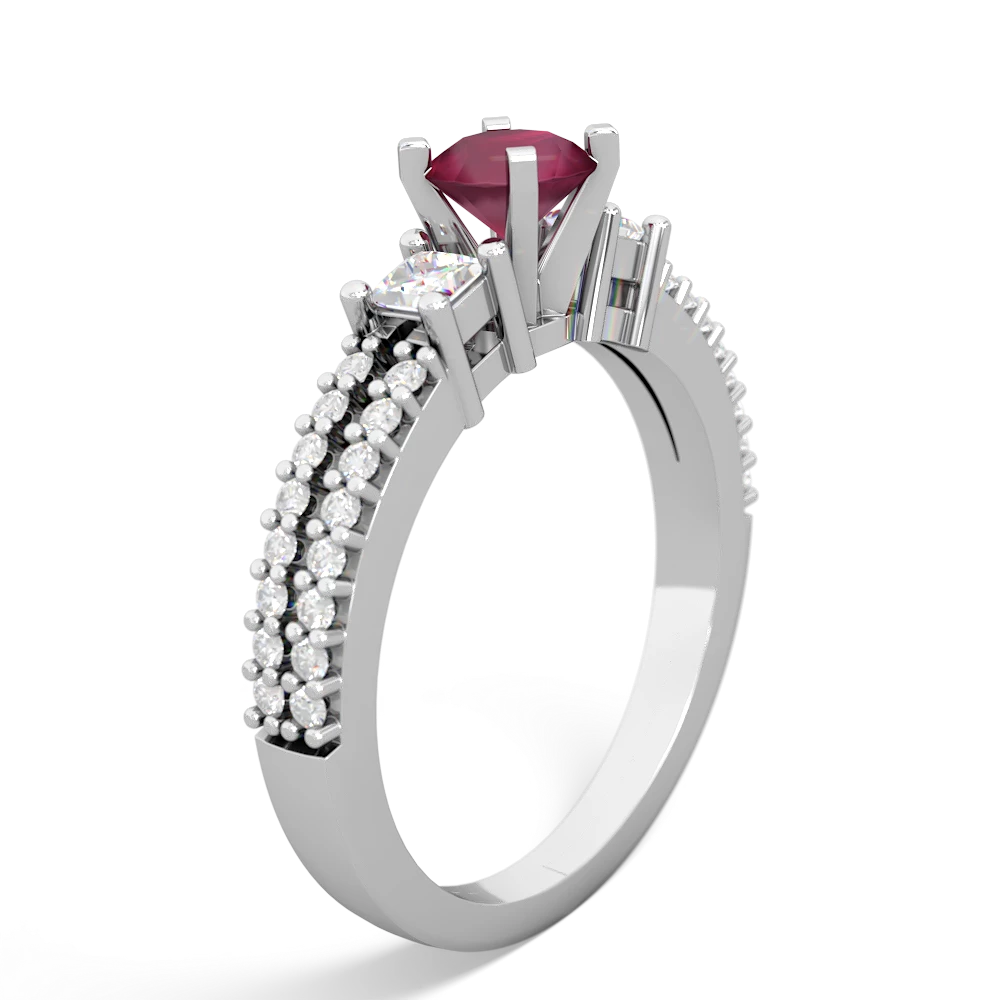Ruby Classic 5Mm Round Engagement 14K White Gold ring R26435RD