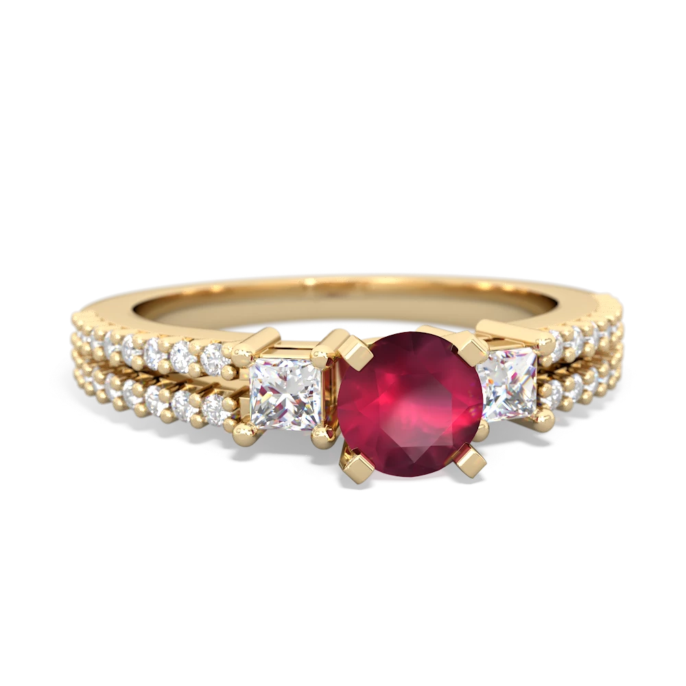 Ruby Classic 5Mm Round Engagement 14K Yellow Gold ring R26435RD