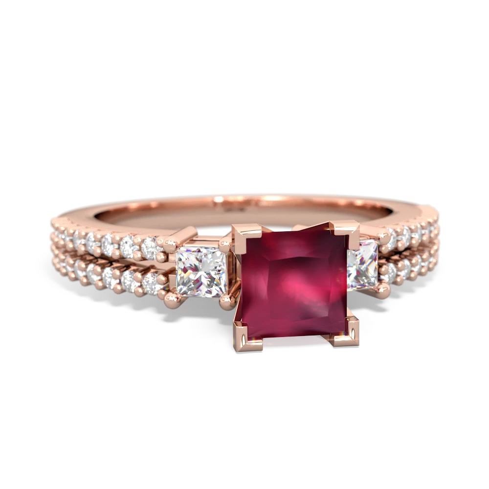 Ruby Classic 5Mm Square Engagement 14K Rose Gold ring R26435SQ