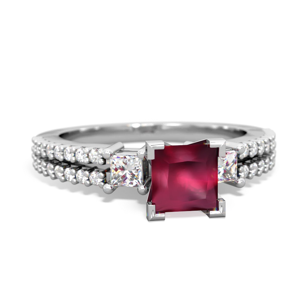 Ruby Classic 5Mm Square Engagement 14K White Gold ring R26435SQ