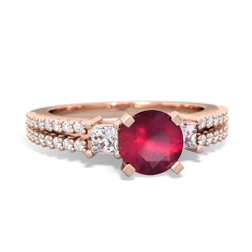 Ruby Classic 6Mm Round Engagement 14K Rose Gold ring R26436RD