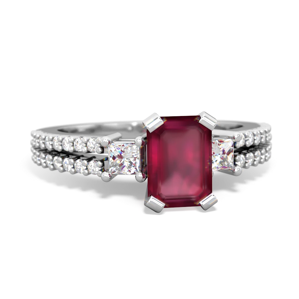 Ruby Classic 7X5mm Emerald-Cut Engagement 14K White Gold ring R26437EM