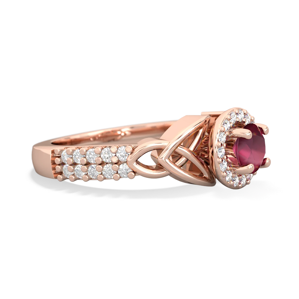 Ruby Celtic Knot Halo 14K Rose Gold ring R26445RH