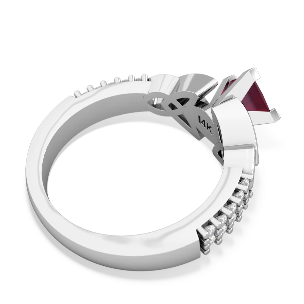 Ruby Celtic Knot 5Mm Square Engagement 14K White Gold ring R26445SQ