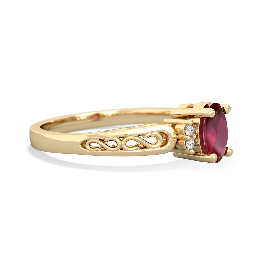 Ruby Filligree Scroll Oval 14K Yellow Gold ring R0812