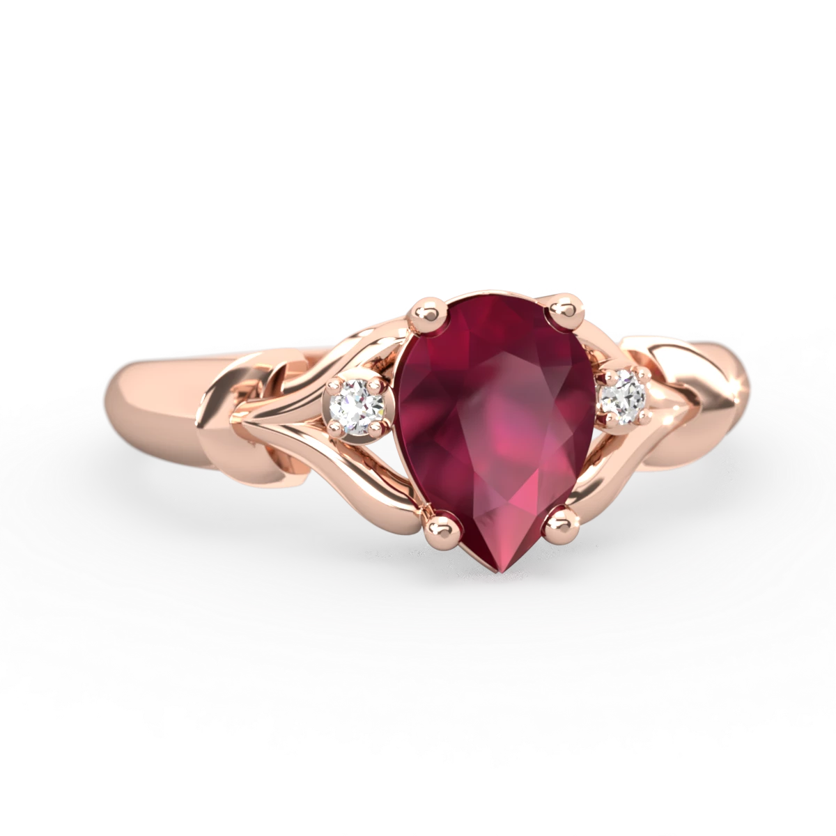 Ruby Precious Pear 14K Rose Gold ring R0826