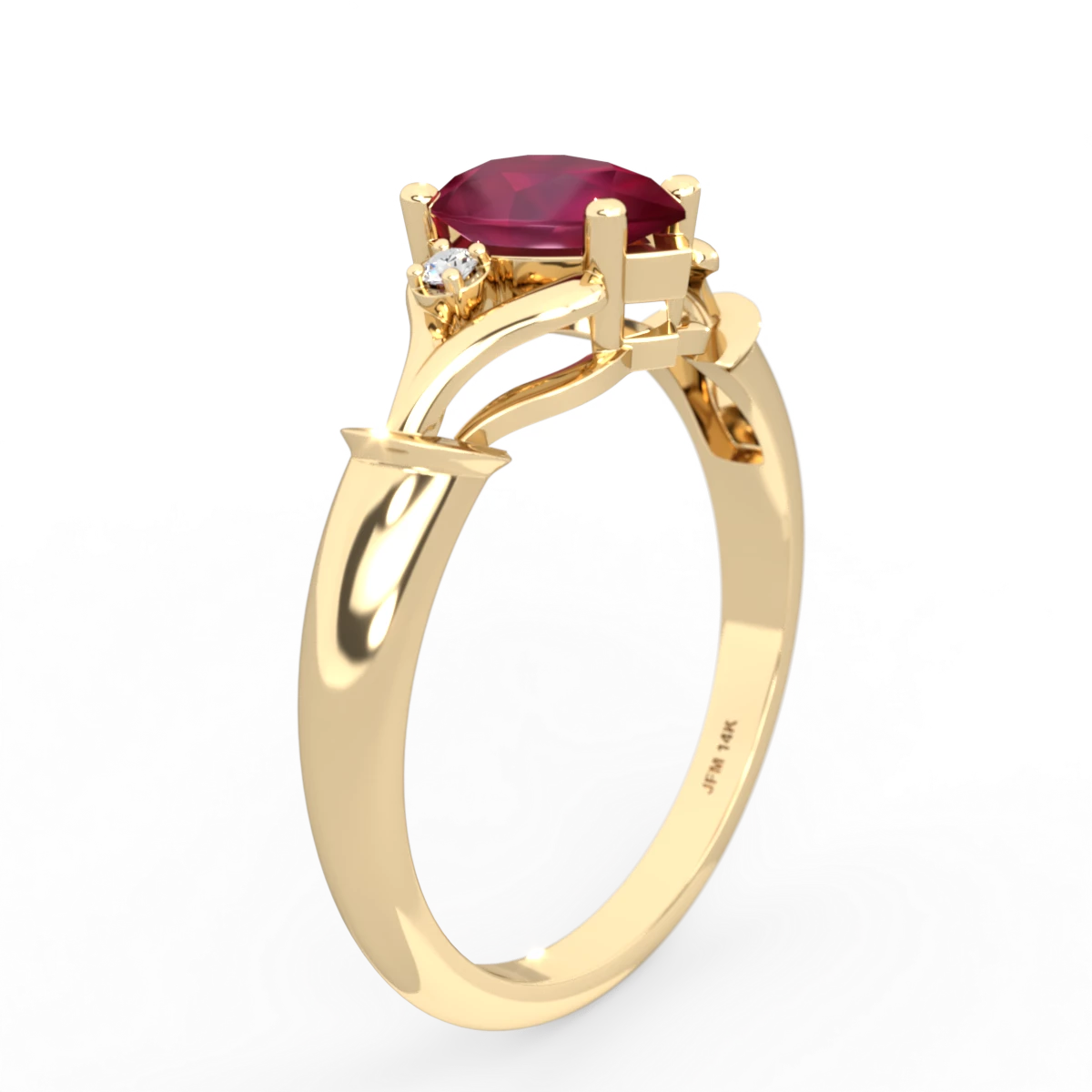 Ruby Precious Pear 14K Yellow Gold ring R0826