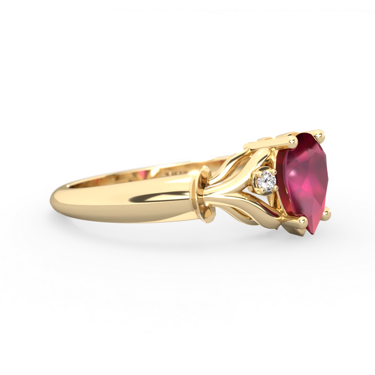 Ruby Precious Pear 14K Yellow Gold ring R0826