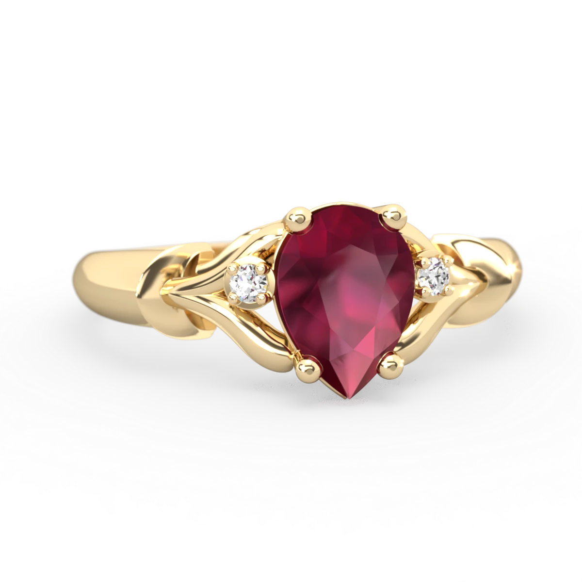 Ruby Precious Pear 14K Yellow Gold ring R0826