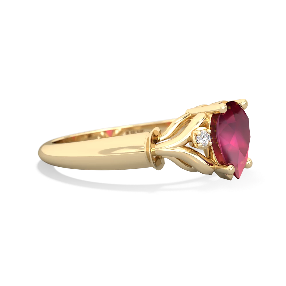 Ruby Precious Pear 14K Yellow Gold ring R0826