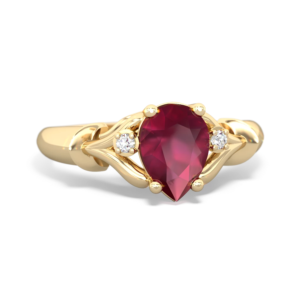 Ruby Precious Pear 14K Yellow Gold ring R0826