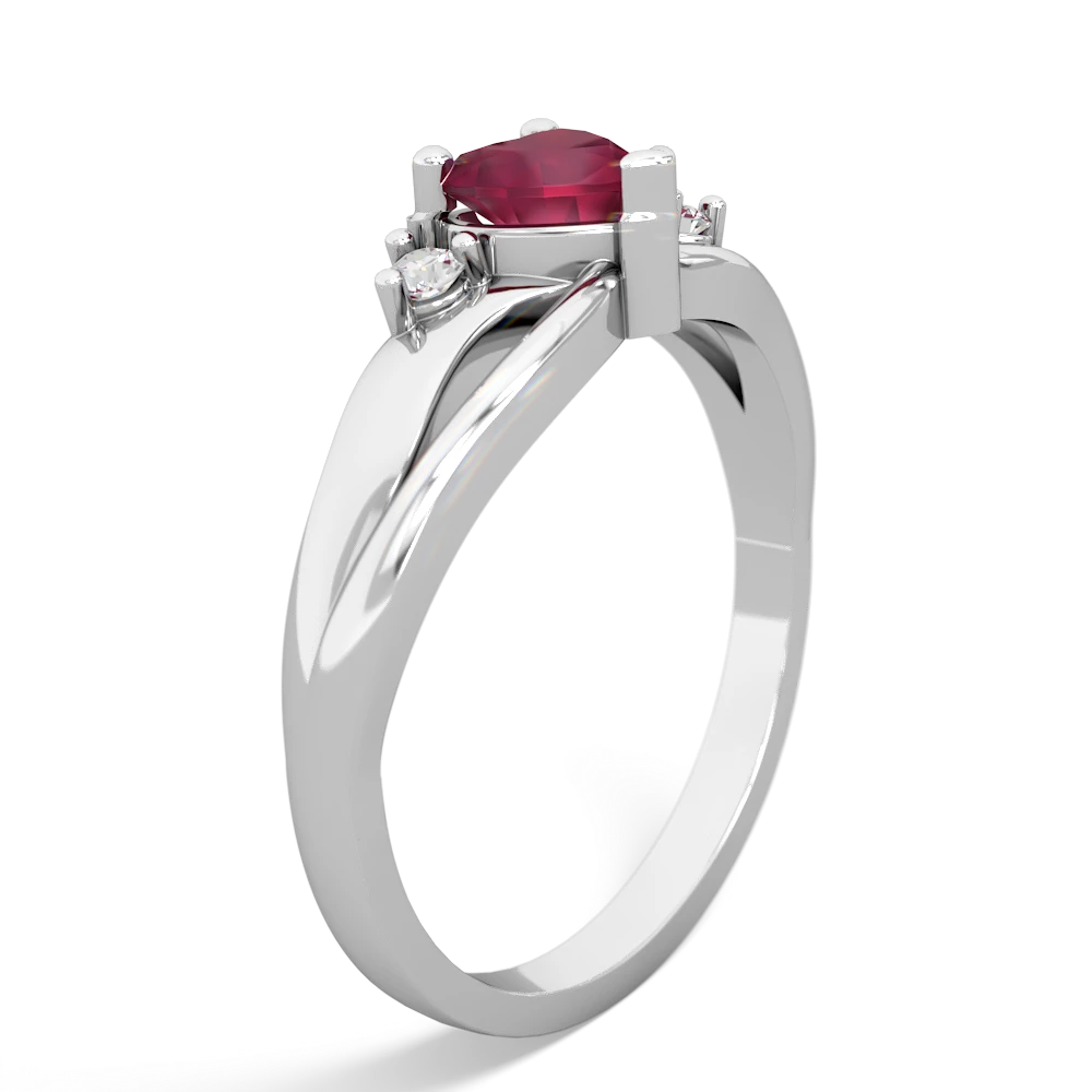 Ruby Split Band Swirl 14K White Gold ring R2130