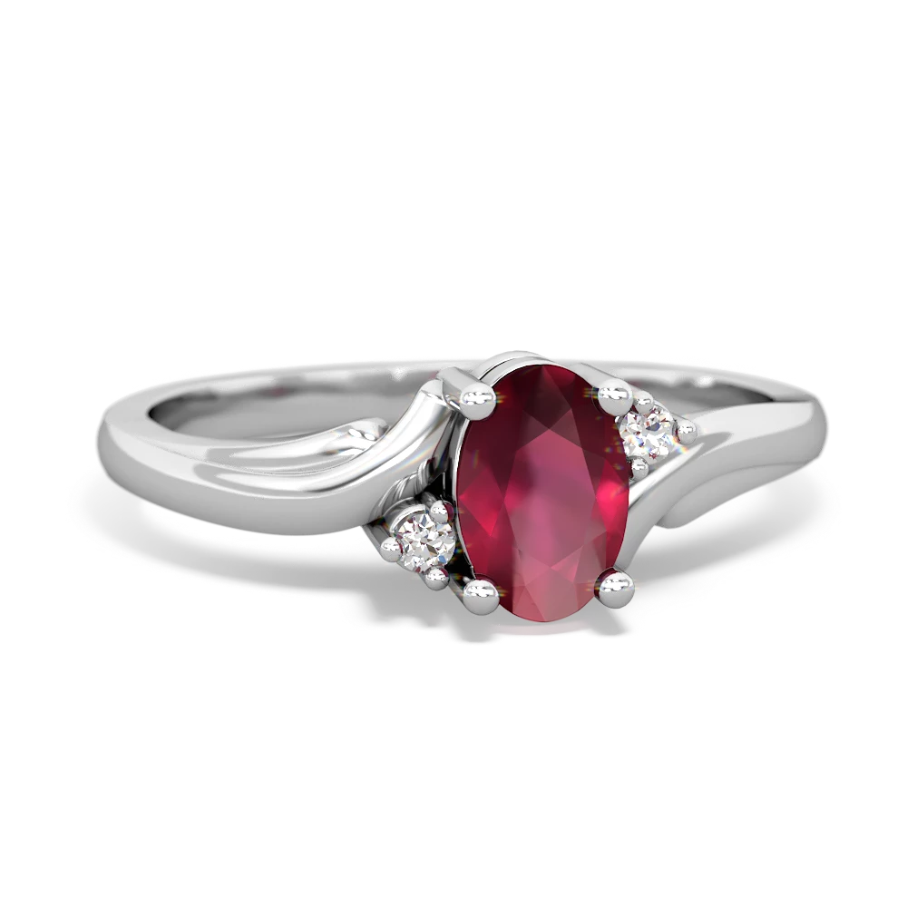 Ruby Elegant Swirl 14K White Gold ring R2173