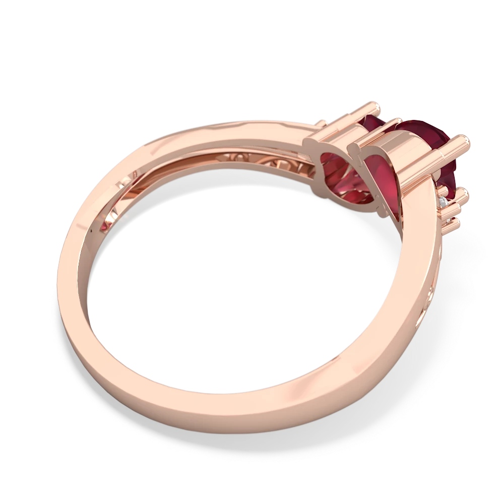 Ruby Snuggling Hearts 14K Rose Gold ring R2178