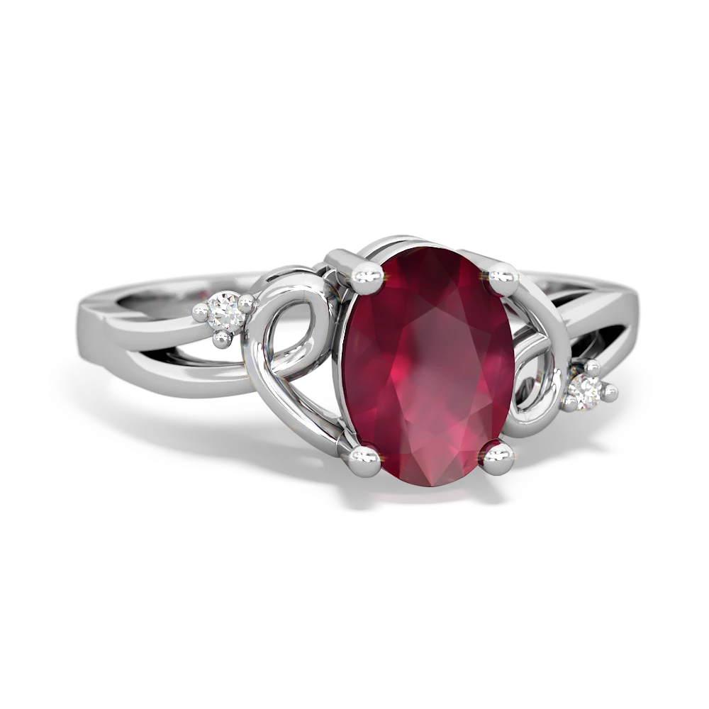 Ruby Swirls 14K White Gold ring R2347