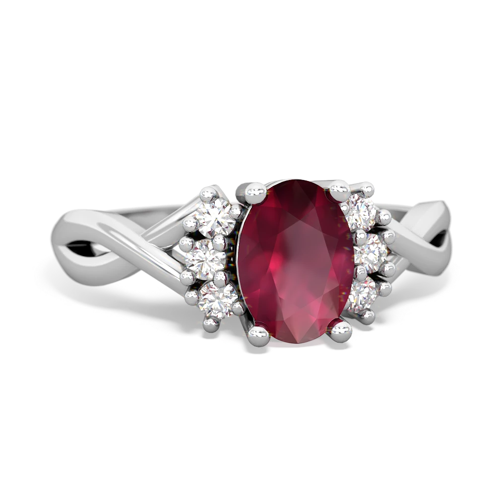 Ruby Victorian Twist 14K White Gold ring R2497