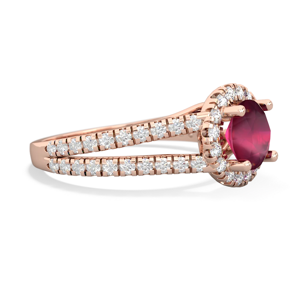 Ruby Pave Halo 14K Rose Gold ring R5490