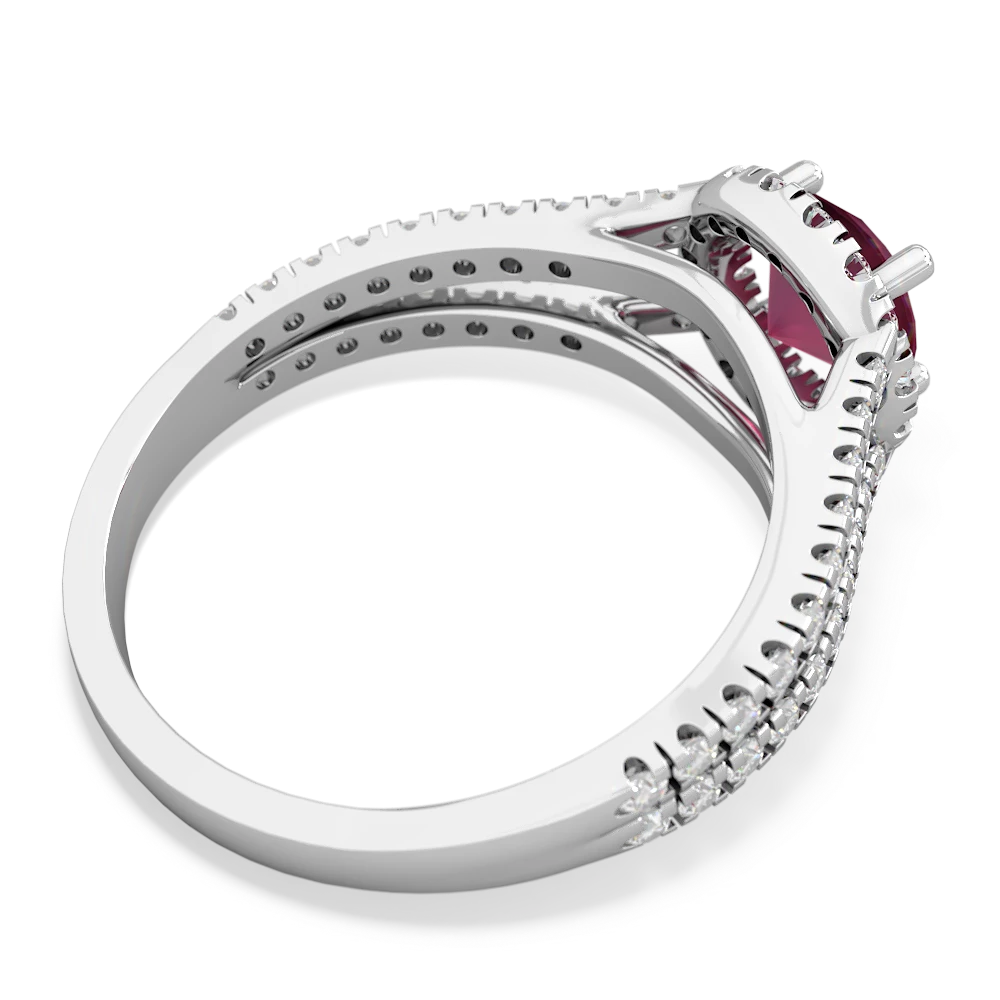 Ruby Pave Halo 14K White Gold ring R5490