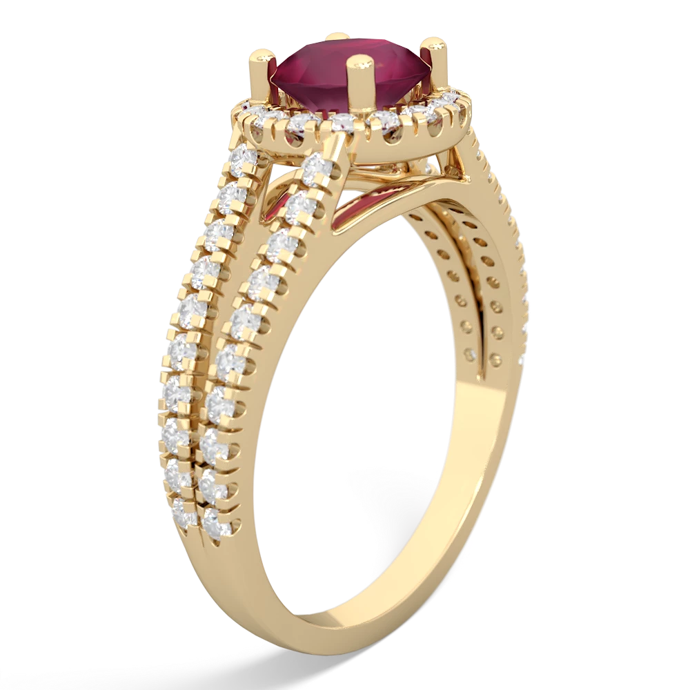 Ruby Pave Halo 14K Yellow Gold ring R5490