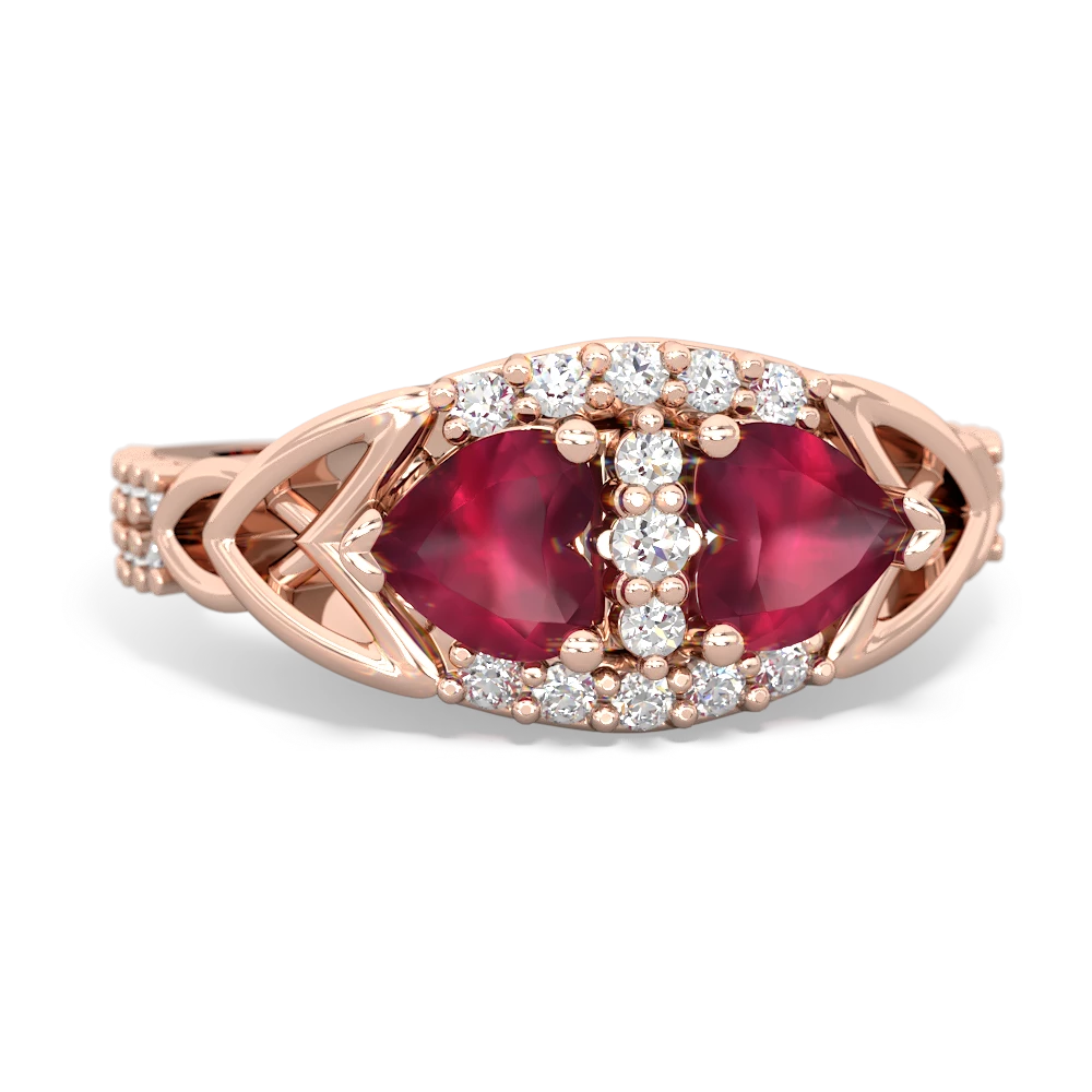 Ruby Sparkling Celtic Knot 14K Rose Gold ring R2645